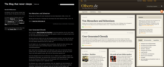 Das alte und neue Design von Olbertz.de